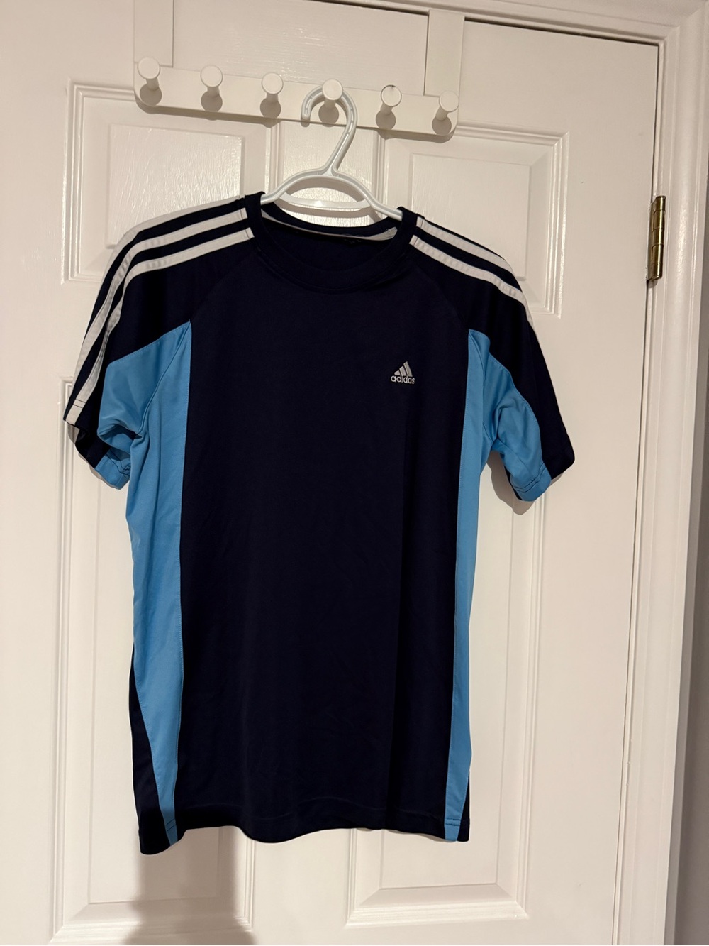 adidas Navy and Light Blue Short-Sleeve Athletic Jersey